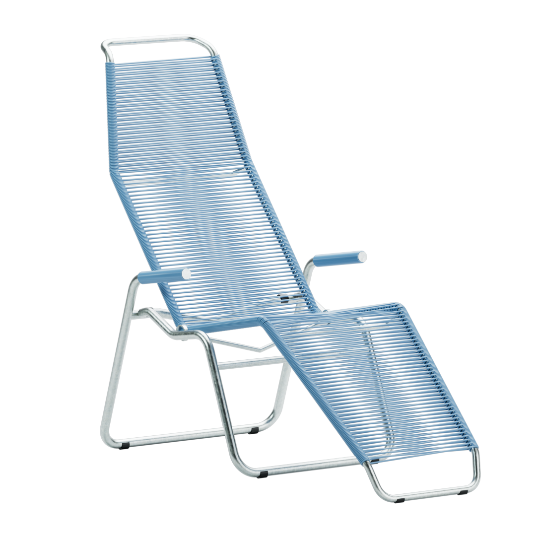 Brissago Spaghetti Liege pastellblau - ergonomische Relaxliege mit Stahlrahmen und Kunststoffbespannung