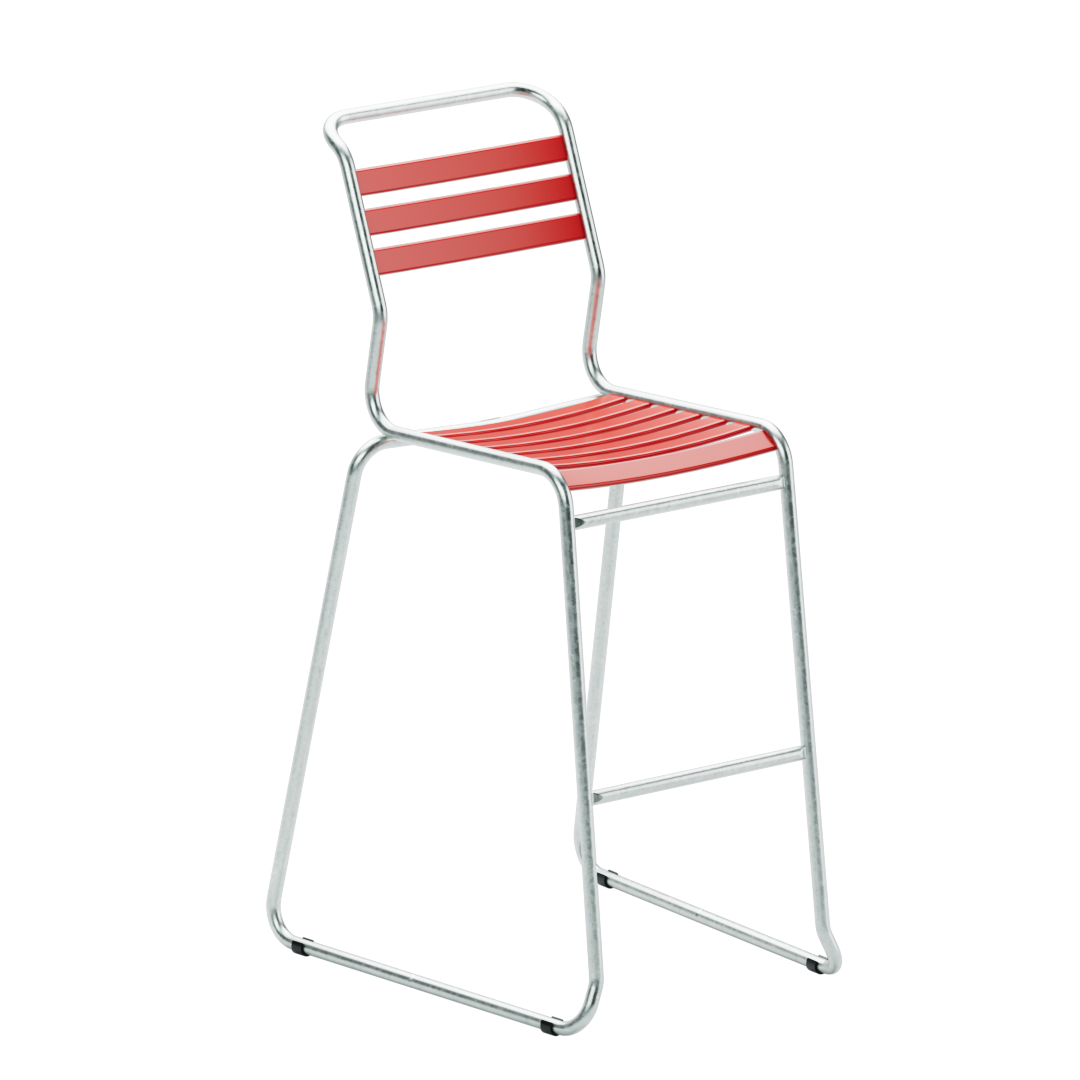 Sääntis Lätti Barhocker rot ohne Lehne auf Kufen - moderner Barstuhl für Küche und Bar