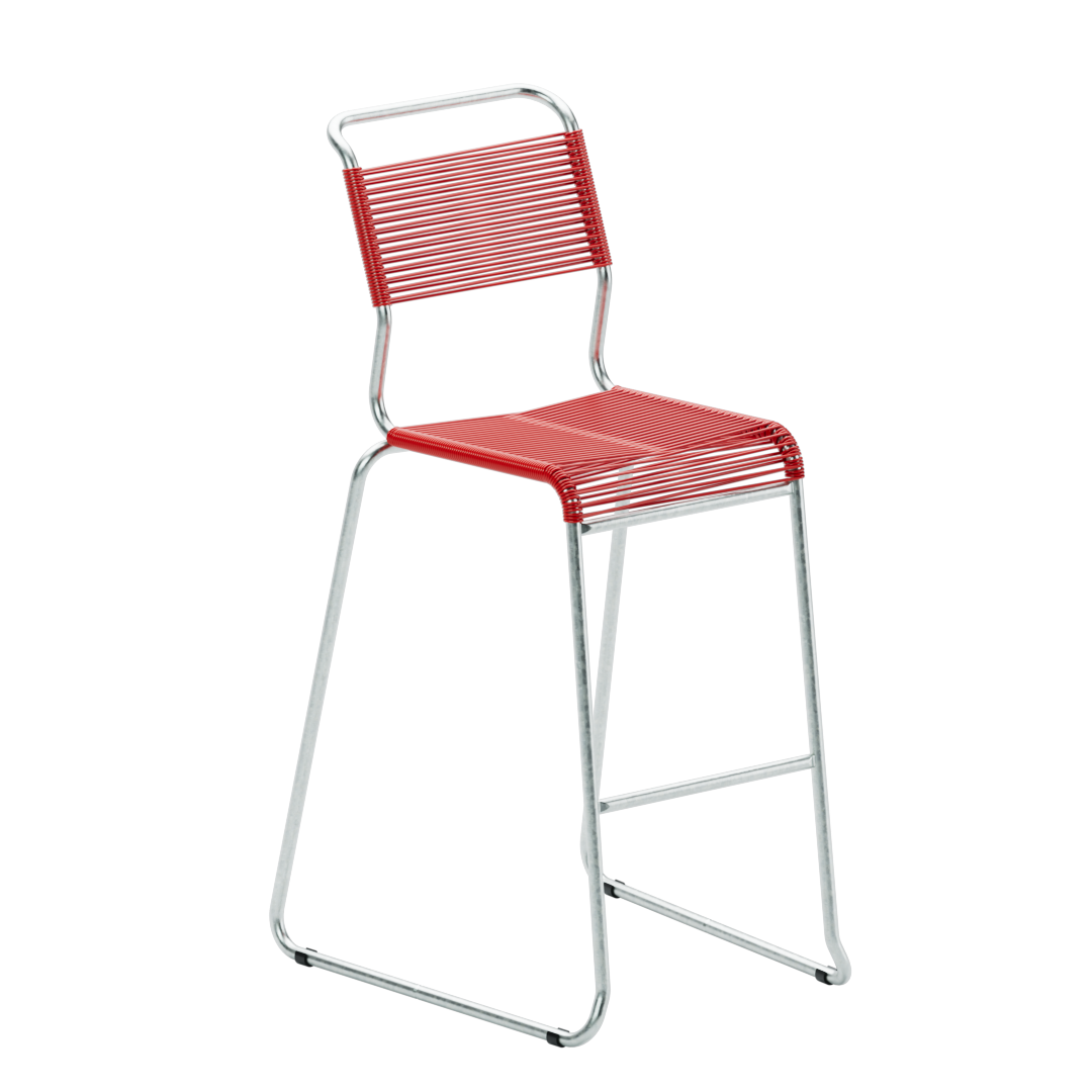 Spaghetti Barstuhl rot mit Kufen - Sëntis Design Hocker für Küche & Bar