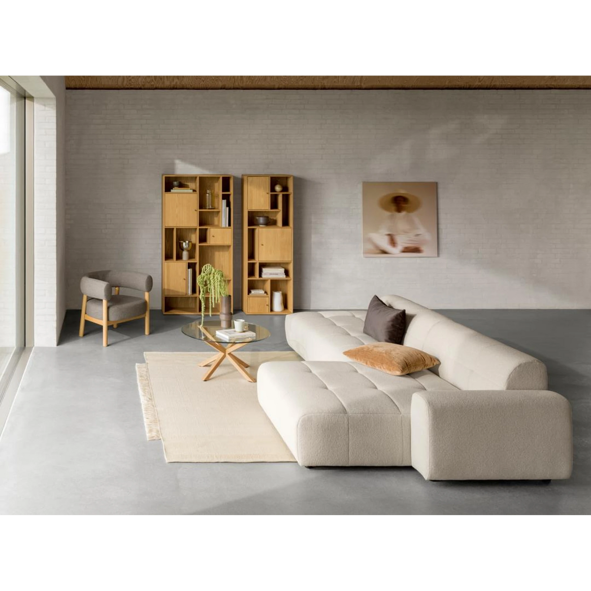 Heaven Couchtisch rund, Gestell Eiche-Optik