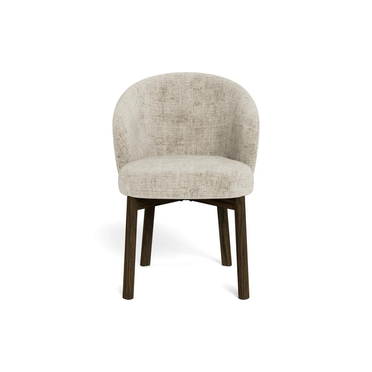 Moderne Esszimmerstuhl mit beigem Polsterstoff und dunklem Holzgestell - Designermöbel