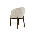 Moderner Esszimmerstuhl mit beigem Polster und dunklem Holzgestell – elegantes Design für Ihre Küche.