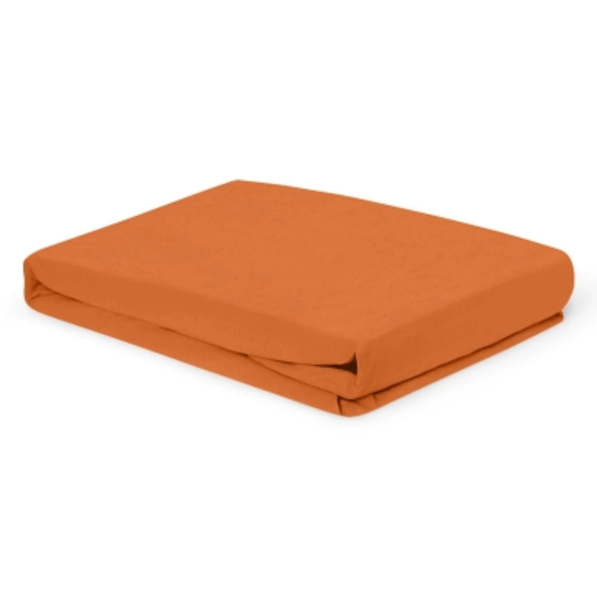 Orangefarbenes Spannbettlaken aus Baumwolle für Doppelbetten, hochwertig und langlebig.