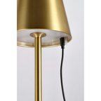 Detailansicht LED-Tischlampe Etna Gold, Messing-Schirm mit schwarzem Kabel, Höhe 38cm