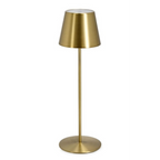 Goldene LED-Tischlampe Etna aus Metall, 38 cm hoch, mit rundem Sockel und konischem Schirm