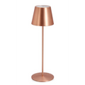 Kabellose LED-Tischlampe Etna in Bronze, 38 cm, mit rundem Standfuß und konischem Metallschirm