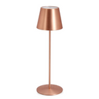Kabellose LED-Tischlampe Etna in Bronze, 38 cm, mit rundem Standfuß und konischem Metallschirm