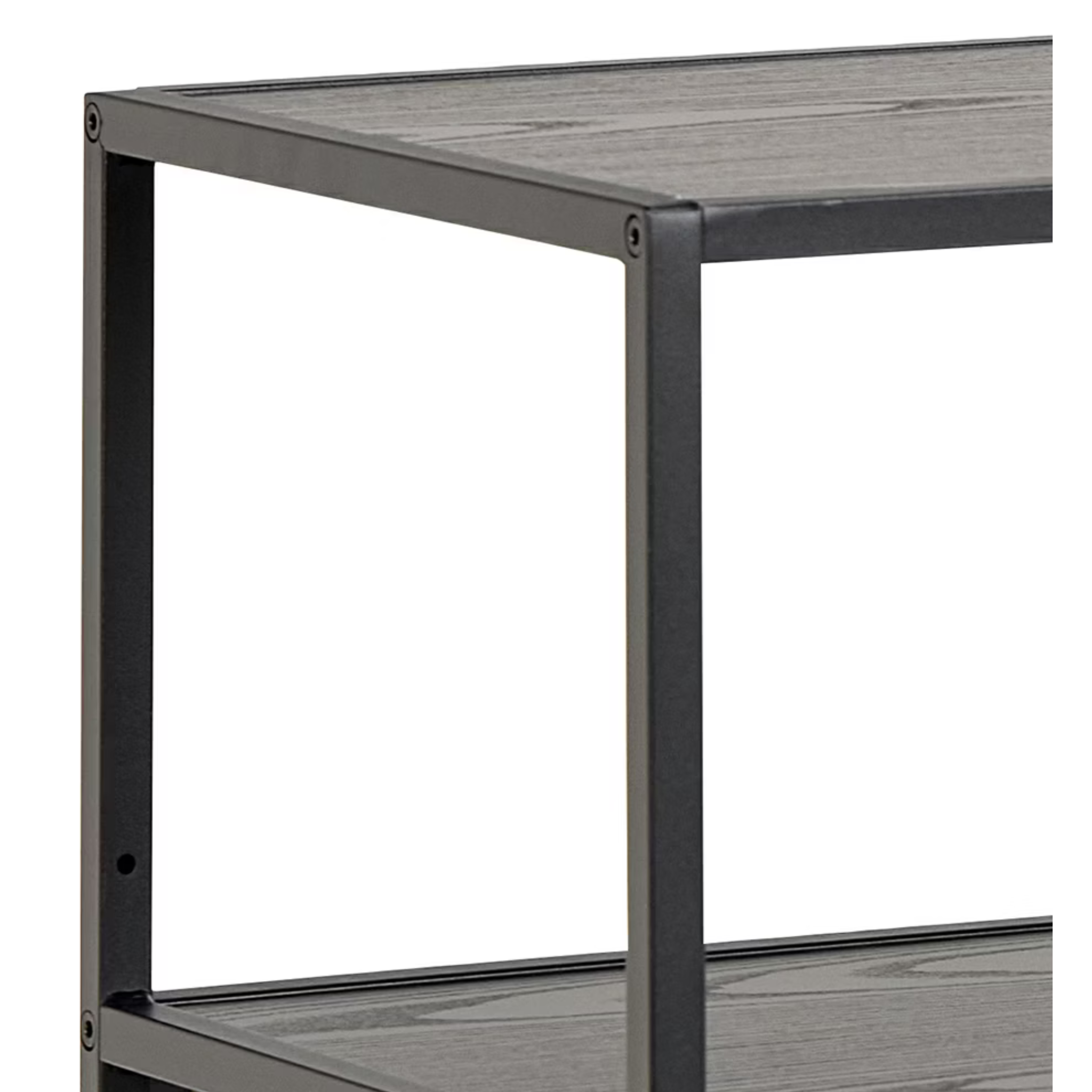Actona Regal Seaford schwarz, offenes Standregal mit Metallgestell und Holzböden, modernes Design