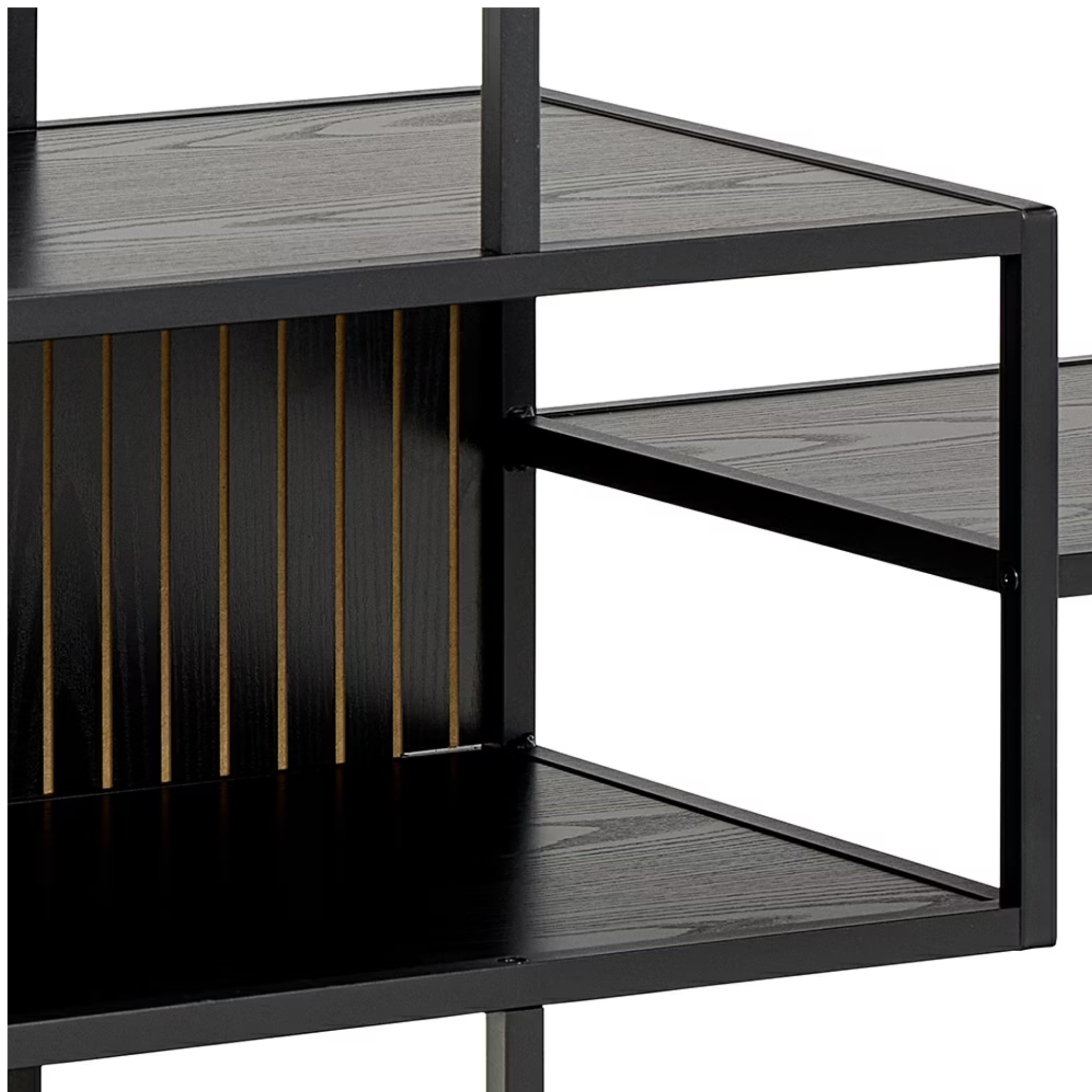 Actona Regal Seaford Schwarz - Offenes Wandregal mit Holzfächern und modernem Design für stilvolle Raumgestaltung.