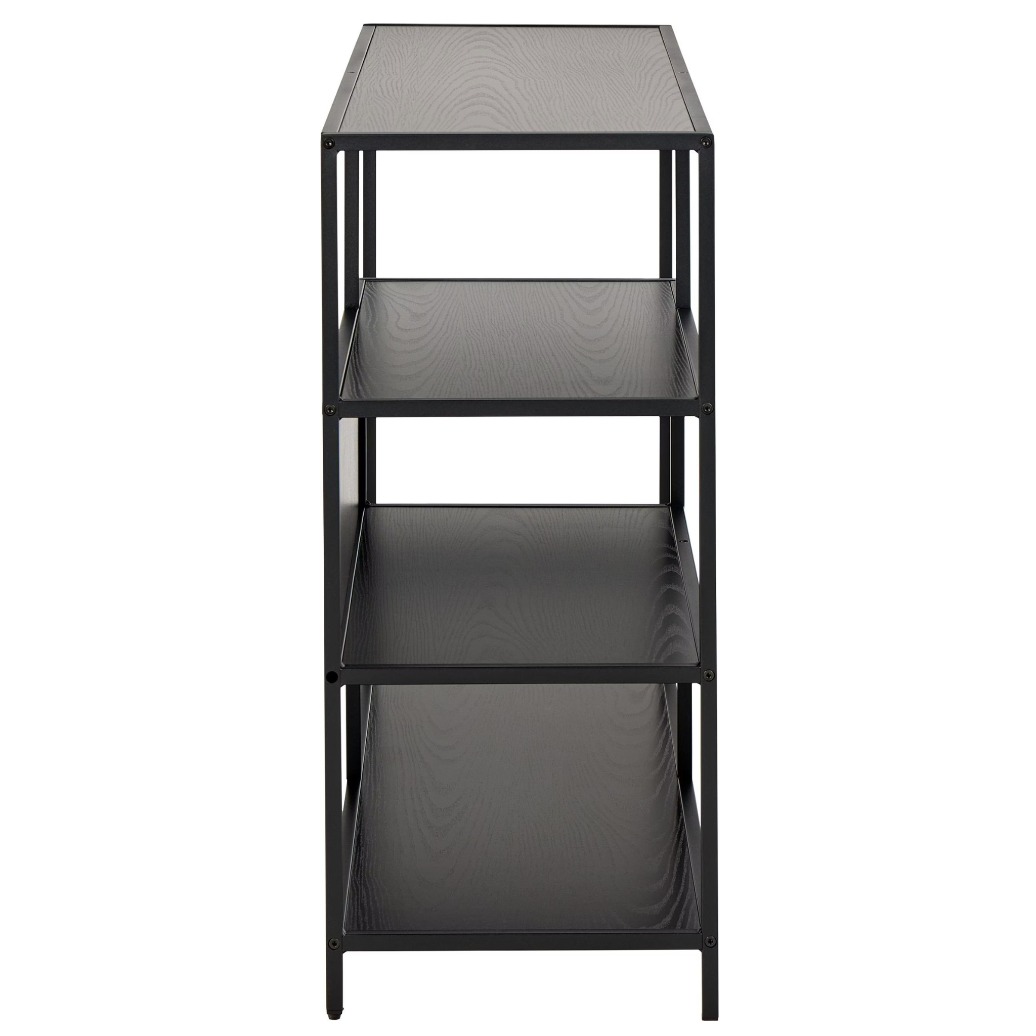 Actona Regal Seaford in Schwarz mit 4 offenen Fächern - modernes Standregal für Wohnzimmer und Büro