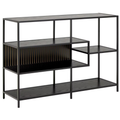 Actona Regal Seaford schwarz mit offenen Fächern und Schrank, modernes Design für Wohnzimmer und Büro.