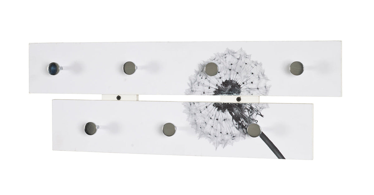 HAKU Möbel Garderobenleiste aus MDF Motiv Pusteblume in Weiss