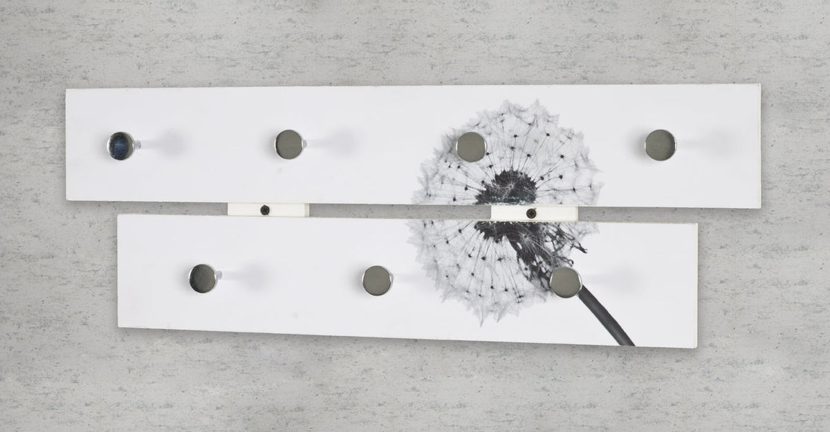 HAKU Möbel Garderobenleiste aus MDF Motiv Pusteblume in Weiss