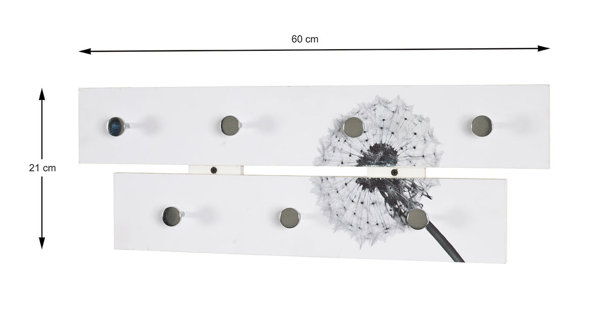 HAKU Möbel Garderobenleiste aus MDF Motiv Pusteblume in Weiss