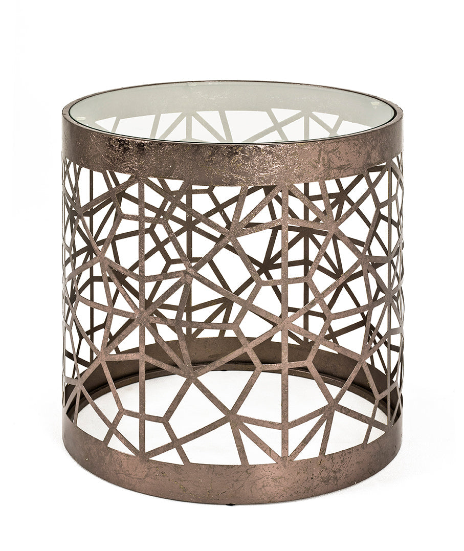 HAKU Möbel Beistelltisch aus Metall mit Glas in Kupfer 50 x 50 cm