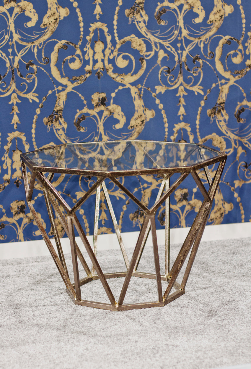 HAKU Möbel Beistelltisch aus Metall mit Glas in Kupfer 55 x 55 x 38 cm