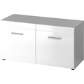 Germania Schuhbank Adana in Weiss Hochglanz mit 2 Türen und silbernen Griffen, modernes Design