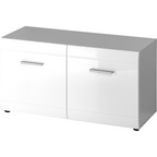 Germania Schuhbank Adana in Weiss Hochglanz mit 2 Türen und silbernen Griffen, modernes Design
