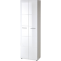 Germania Garderobenschrank Adana in Weiss Hochglanz, 2-türig mit Chromgriffen, moderner Hochschrank