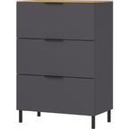 Germania Kommode California mit 3 Schubladen in Anthrazit/Eiche, schwarze Metallbeine, modernes Scandinavian Design