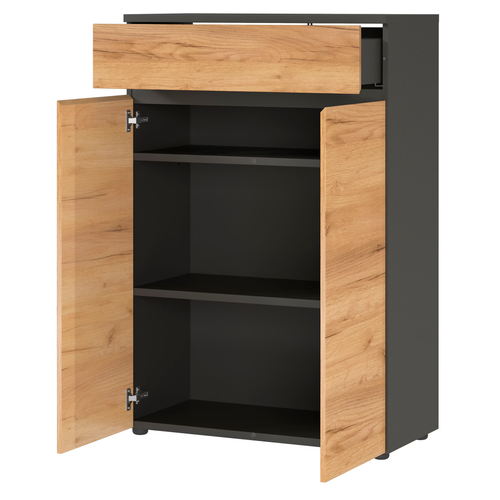 Germania Aktenschrank Lissabon 2-türig mit Schublade, graphit und Navarra Eiche Dekor