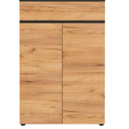 Aktenschrank Lissabon 2-türig mit Schublade, Graphit-Navarra Holz, modernes Designermöbel für Büro und Wohnzimmer.
