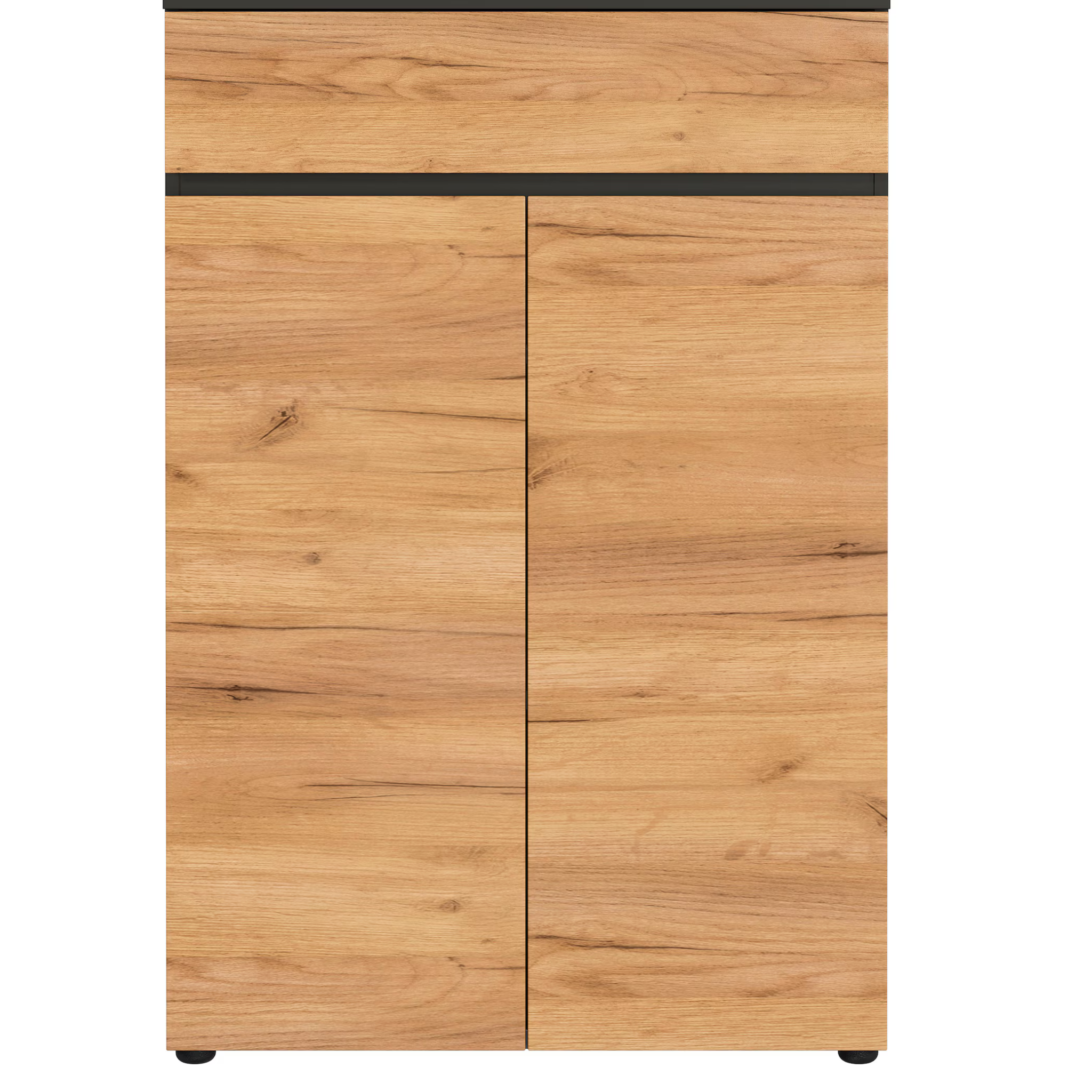 Aktenschrank Lissabon 2-türig mit Schublade, Graphit-Navarra Holz, modernes Designermöbel für Büro und Wohnzimmer.