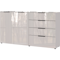 Germania Sideboard Oakland in Weiß Hochglanz mit 2 Türen und 4 Schubladen, modernes Design