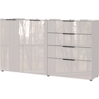 Germania Sideboard Oakland in Weiß Hochglanz mit 2 Türen und 4 Schubladen, modernes Design