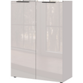 Germania Schuhschrank Genova mit 2 Türen in Hochglanz Weiss, modernes Design mit schwarzen Griffen