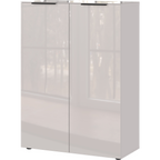 Germania Schuhschrank Genova mit 2 Türen in Hochglanz Weiss, modernes Design mit schwarzen Griffen