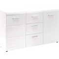 Germania Sideboard Adana in Weiss mit 3 Schubladen und 2 Türen, modernes Design mit Chromgriffen