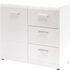 Germania Kommode Adana in Weiss mit 1 Tür und 3 Schubladen, silberne Griffe, modernes Design