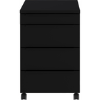 Germania Rollcontainer Mailand in Schwarz mit 4 Schubladen und Rollen, modernes Design fürs Büro