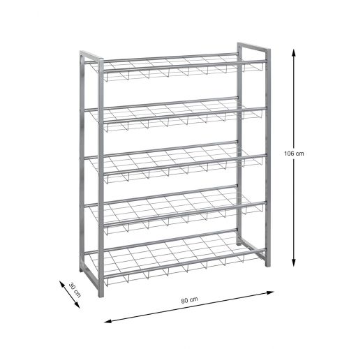 Schuhregal Alu – grosses Metallregal mit 5 Ablagen