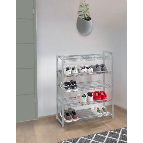 Schuhregal Alu – grosses Metallregal mit 5 Ablagen