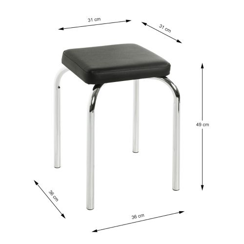 Stapelhocker Schwarz Chrom – moderner Sitzhocker mit Polster und Metallgestell