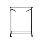 Rollgarderobe Tami in Schwarz mit Chromstange, Haken und Rollen, höhenverstellbar