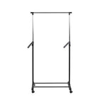 Rollgarderobe Tami in Schwarz/Chrom mit höhenverstellbarer Kleiderstange und Rollen
