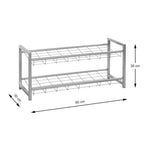 Haku Schuhregal Janus Aluminium 2-stöckig, 80x30x38 cm, modernes Metallgestell mit Gitterböden