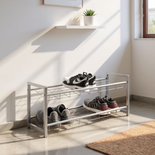 Étagère à chaussures en aluminium – étagère métallique compacte