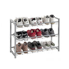 Haku Schuhregal Jutta Aluminium 3 Ebenen mit 12 Paar Schuhen, modernes Metallgestell in Silber
