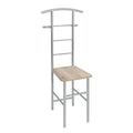 Herrendiener Stuhl Rita mit Silber Metallgestell und hellem Holzsitz – eleganter Kleiderständer mit Sitzfläche