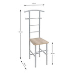 Herrendiener Stuhl Rita aus Metall und Holz, 46x46x109 cm, mit Kleiderstange und Ablage