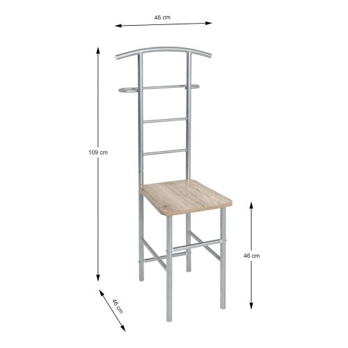 Valet de chambre, chêne argenté – portant à vêtements moderne avec assise
