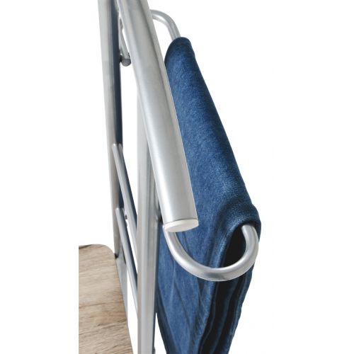 Herrendiener Silber Eiche – moderner Kleiderständer mit Sitzfläche