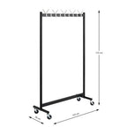 Rollgarderobe Pat mit 18 Haken, schwarzes Metallgestell auf Rollen, 174x103x39 cm