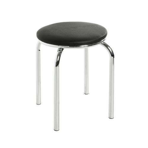 Tabouret empilable, chrome noir – tabouret robuste avec assise rembourrée