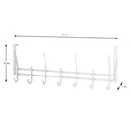 Weiße Stahl-Türgarderobe Carla mit 6 Haken, 54x20cm, 7cm tief – platzsparende Hakenleiste für die Tür