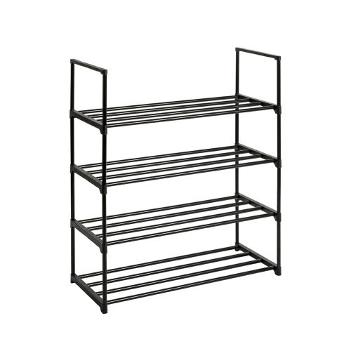 Étagère à chaussures noire – étagère à chaussures empilable à 4 niveaux